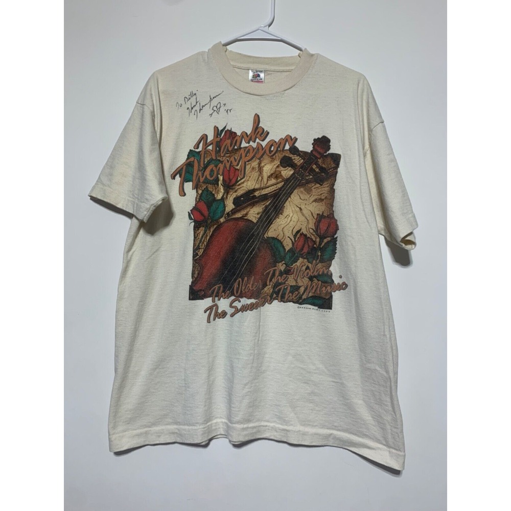 Fruit of the Loom Men XL Cream Hank Thompson Single Stitch Short Sleeve Shirt